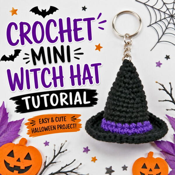 Easy Crochet Mini Witch Hat Keychain Tutorial