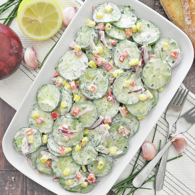 Creamy Cucumber Salad | Healthy & Refreshing 10 Minute Recipe