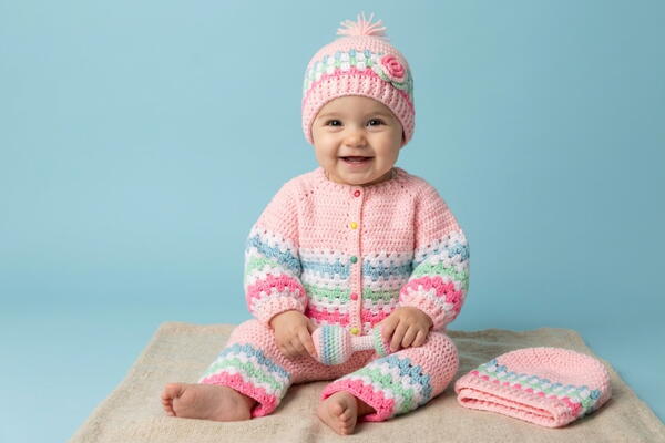 Crochet Baby Jacket With Bell Bottom Pants