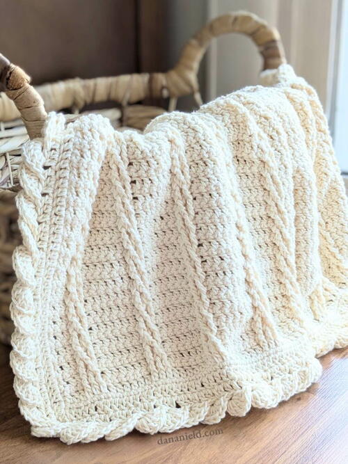 Twelve Cables Crochet Baptism Baby Blanket