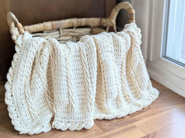 Twelve Cables Crochet Baptism Baby Blanket