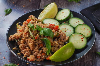 Thai Chicken Basil Fried Rice (with Chicken)