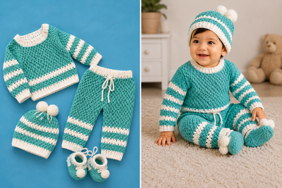 Crochet Top-down Raglan Baby Sweater Any Size Step-by-step Full Guide