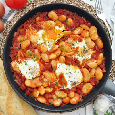 Spanish Eggs With Beans And Chorizo