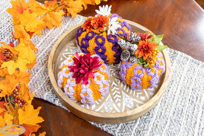 Diamond Puff Stitch Pumpkin Trio