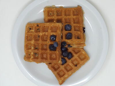 Peanut Butter And Blueberry Waffles