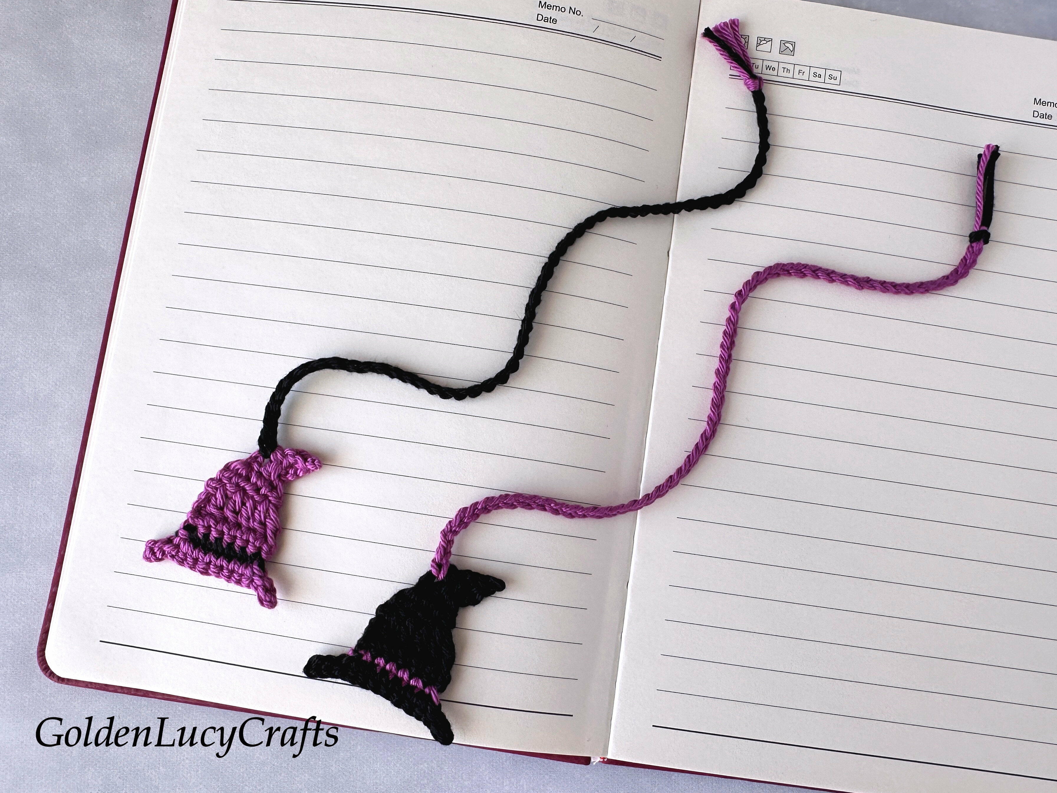 Crochet Witch Hat Halloween Bookmark | AllFreeHolidayCrafts.com