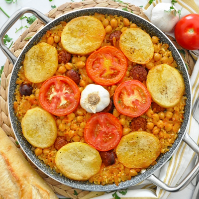 The Famous Baked Rice From Valencia Spain | Arroz Al Horno Con Chorizo