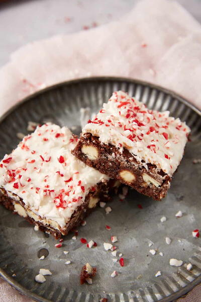 Frosted Peppermint Brownies With White Chocolate Chips