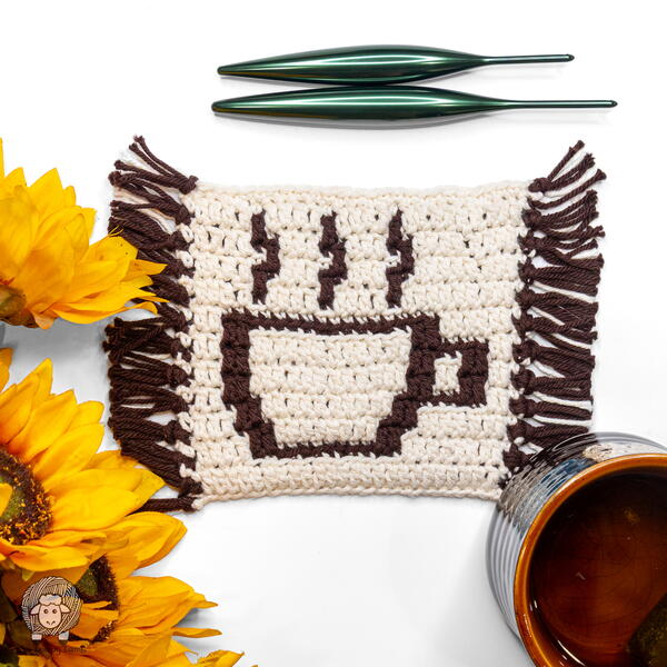 Coffee Break Mosaic Crochet Mug Rug